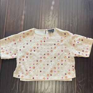 Sachin + Babi Cream Beaded Crop Top, size M